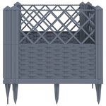 vidaXL Jardinière avec piquets gris 43 5x43 5x43 5 cm PP
