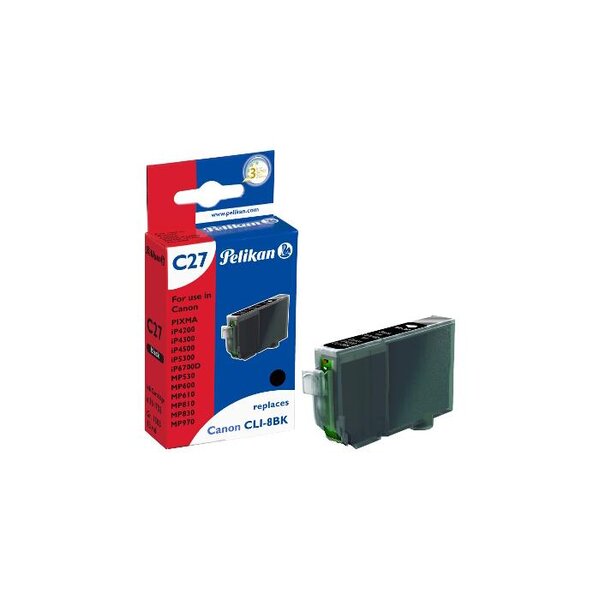 C27 cartouche jet d'encre compatible avec oem cli-8bk 0620b001 noir pelikan printing