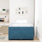 vidaXL Cadre de lit avec matelas Bleu foncé 120 x 190 cm tissu
