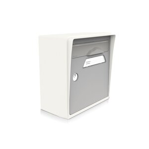 Boîte aux lettres compacte blanche -porte gris souris – fabriquée en France – en résine – ne rouille pas