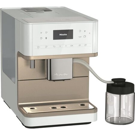 Machine à café expresso broyeur automatique miele cm 6360 milkperfection bb cleansteelmetallic - posable - blanc lotus