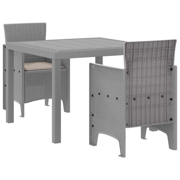 vidaXL Ensemble de salle à manger pour jardin 3 Pièces Gris clair
