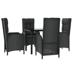 vidaXL Ensemble à manger de jardin coussins 5Pièces Noir Résine tressée