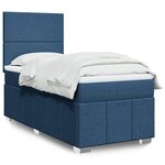 vidaXL Sommier à lattes de lit avec matelas Bleu 90x200 cm Tissu