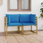 vidaXL Canapés d'angle de jardin 2Pièces et coussins Pin imprégné de vert