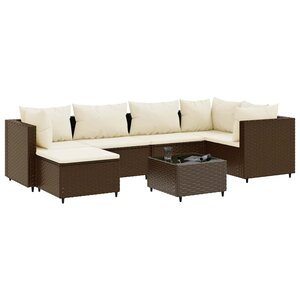 vidaXL Salon de jardin avec coussins 7 Pièces marron résine tressée