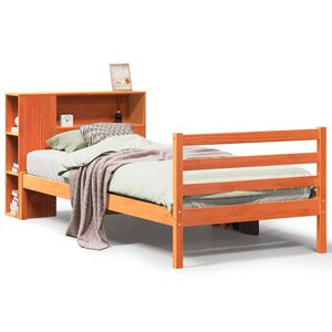 vidaXL Lit bibliothèque sans matelas cire marron 75x190 cm bois massif