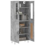 vidaXL Buffet haut Gris béton 69 5x34x180 cm Bois d'ingénierie