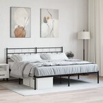 vidaXL Cadre de lit métal avec tête de lit noir 180x200 cm