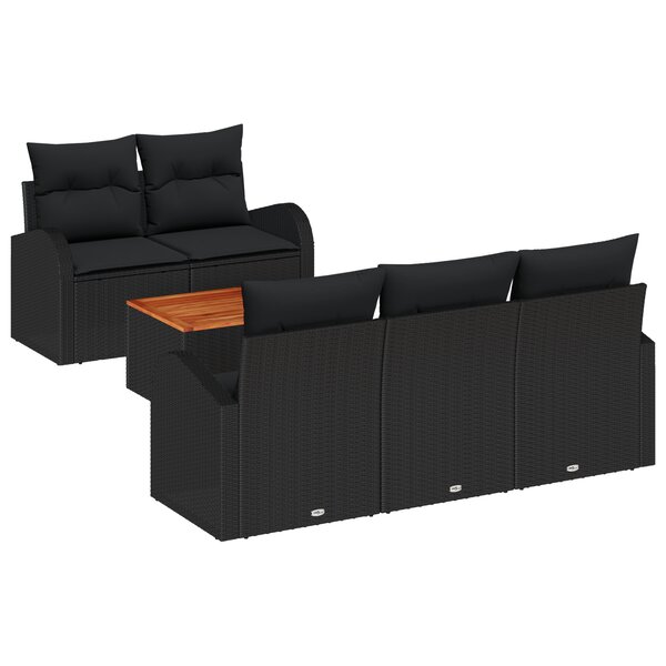vidaXL Ensemble de Canapé de Jardin 6 Pièces Noir Grand