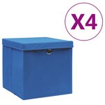 vidaXL Boîtes de rangement avec couvercles 4 Pièces 28x28x28 cm Bleu