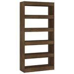 vidaXL Bibliothèque/Séparateur de pièce Chêne marron Bois d'ingénierie