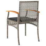 vidaXL Ensemble de bistro 3 Pièces et coussins gris résine tressée acacia