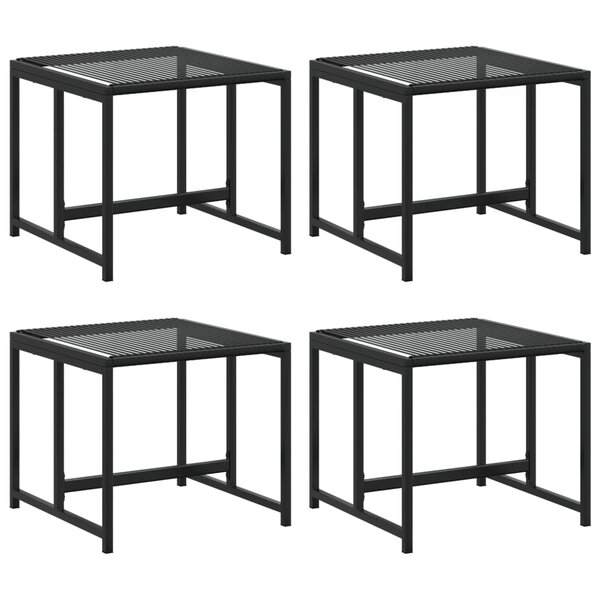 vidaXL Tabourets de jardin lot de 4 noir résine tressée