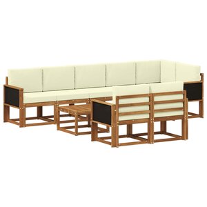 vidaXL Ensemble de canapés d'extérieur 9 Pièces Naturel et Crème