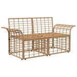 vidaXL Loveseat d'extérieur 2 Pièces Blanc Naturel et Crème polyrotin