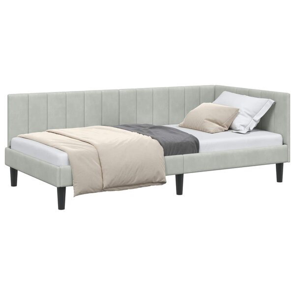 vidaXL Cadre de lit d'angle Gris clair 90 x 190 cm Velours