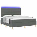 vidaXL Lit à ressort LED avec matelas Gris foncé 180 x 200 cm tissu