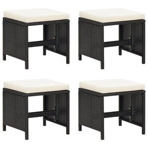 vidaXL Tabourets de jardin avec coussins lot de 4 noir résine tressée