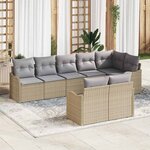 vidaXL Ensemble de canapé de jardin 8 Pièces Beige Poly rotin