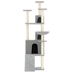 vidaXL Arbre à chat avec griffoirs en sisal Gris clair 175 cm