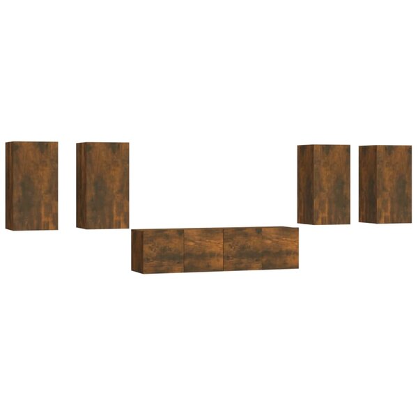 vidaXL Ensemble de meubles TV 6 Pièces Chêne fumé Bois d'ingénierie