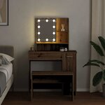 vidaXL Ensemble de coiffeuse avec LED chêne artisanal bois ingénierie