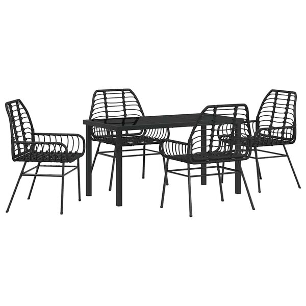 vidaXL Ensemble de salle à manger pour jardin 5 Pièces Noir polyrotin