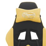 vidaXL Chaise de jeu pivotante et repose-pied Noir et doré Similicuir