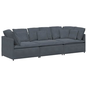 vidaXL Canapé modulaire avec coussins en velours gris foncé