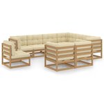 vidaXL Salon de jardin 9 Pièces avec coussins Marron miel Bois de pin
