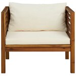 vidaXL Chaise de jardin avec coussins blanc crème Bois d'acacia massif