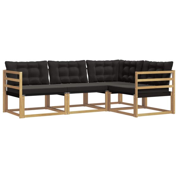 vidaXL Ensemble de canapés d'extérieur 4 pc Blanc et noir