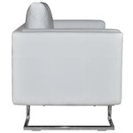 vidaXL Fauteuil cube avec pieds chromés Blanc Similicuir
