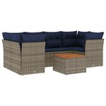 vidaXL Salon de jardin 7 Pièces avec coussins gris résine tressée