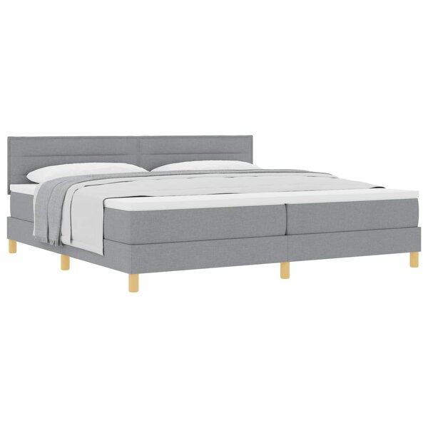 vidaXL Lit à ressorts avec matelas Gris clair 200 x 200 cm tissu