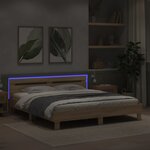 vidaXL Cadre de lit avec LED sans matelas chêne sonoma 180x200 cm