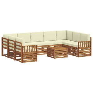 vidaXL Ensembles de canapés avec coussin 10 Pièces Naturel et Crème