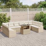vidaXL Ensemble de canapé de jardin avec coussin 11 Pièces Beige et crème