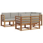 vidaXL Ensemble de canapés d'extérieur 7 pc Gris Naturel et Clair