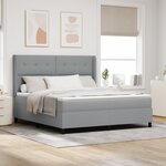 Lit à ressorts avec matelas vidaXL Gris clair 180x200 cm Tissu