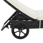 vidaXL Chaise longue avec roues et coussin Résine tressée Noir