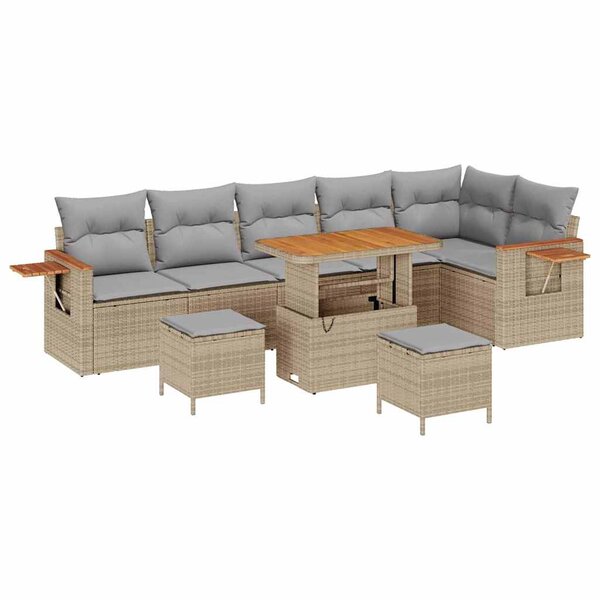 vidaXL Ensemble de canapé de jardin 9 Pièces beige et gris clair