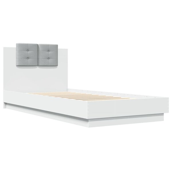 vidaXL Cadre de lit avec tête de lit blanc 90x200 cm bois d'ingénierie