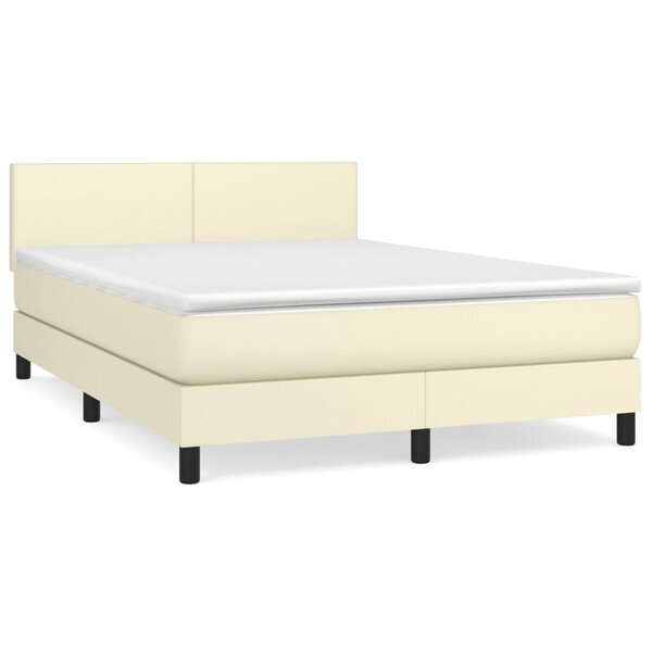 vidaXL Sommier à lattes de lit avec matelas Crème 140x200cm Similicuir
