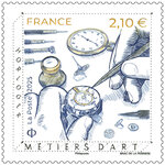 Timbre - Métiers d'art - Horloger - Lettre Internationale
