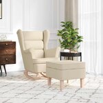 vidaXL Chaise à bascule avec repose-pied Crème Tissu