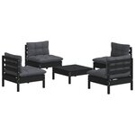 vidaXL Salon de jardin 5 Pièces avec coussins anthracite bois de pin