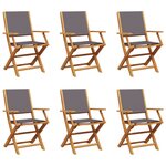 vidaXL Chaises de jardin pliantes lot de 6 tissu et bois massif