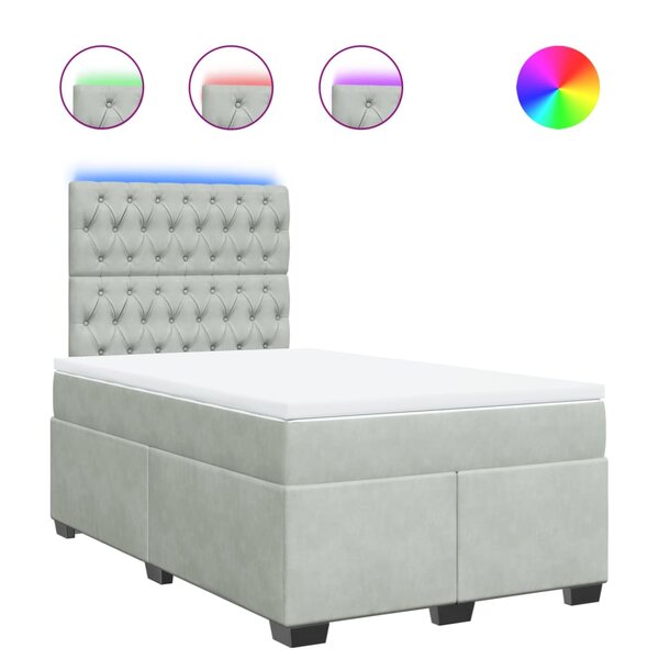 vidaXL Sommier à lattes de lit et matelas Gris clair 120x200cm Velours